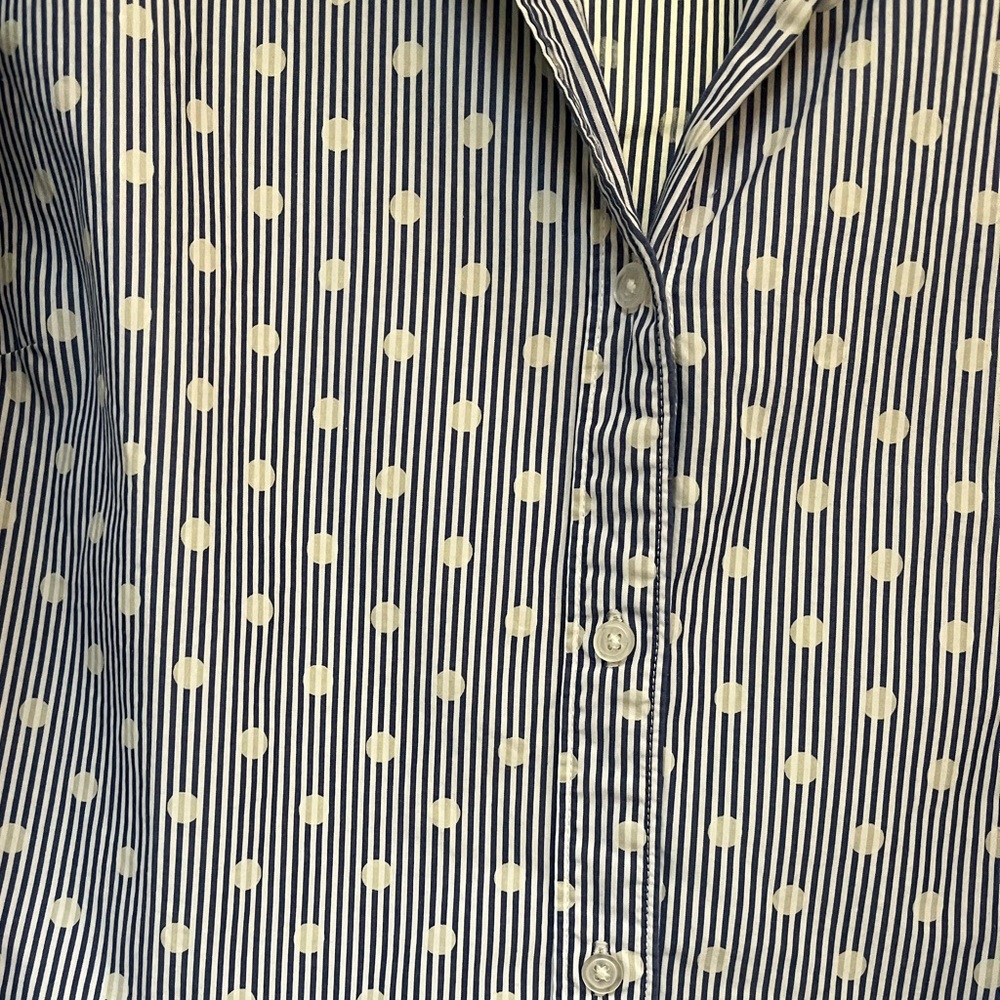 Boden Relaxed Button-down Weekend Blue White Polka Dot Striped Shirt 100% Cotton - Picture 3 of 6